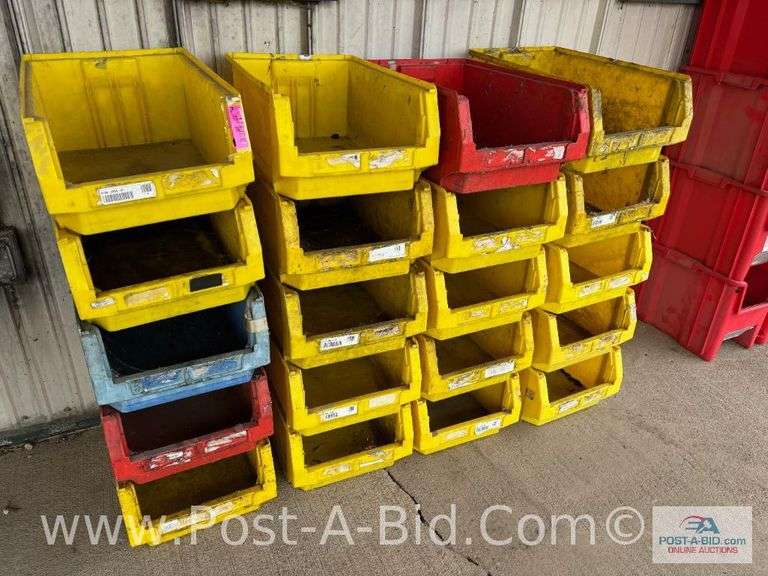 20-Red, Yellow, Blue, Parts Totes, 11" W x 18" D x 8" H.