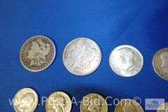 2-Silver Dollars 1899 and 1921, 3-Silver Halve Dollars 1937, 1957 and 1964,