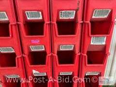 20-Red Parts Totes, 9" W x 12" H x 16" D.