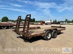 2015 Rice 18' Tandem Axle Trailer With Ramps, Pintle Hitch Hook Up, VIN# 4R