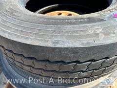 1-Hankook 215/75 R17.5 Tire and 1-Goodyear 215/75 R17.5 Tire On Steel Rim.