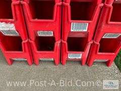 20-Red Parts Totes, 9" W x 12" H x 16" D.