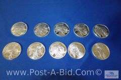 10 x 1 oz. .999 Fine Silver Rounds.