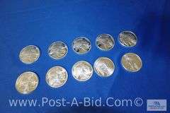 10 x 1 oz. .999 Fine Silver Rounds.