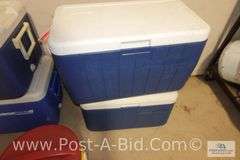 5-Coolers, 2-Coleman 48 qt., 2-Coleman 40 qt., 1-Beverage 3 Gallon Cooler.