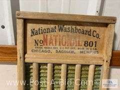 Antique Cream Churn, Large Antique Jar And National Wash Board.