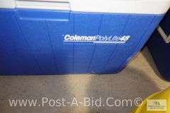 5-Coolers, 2-Coleman 48 qt., 2-Coleman 40 qt., 1-Beverage 3 Gallon Cooler.