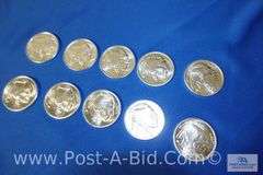 10 x 1 oz. .999 Fine Silver Rounds.