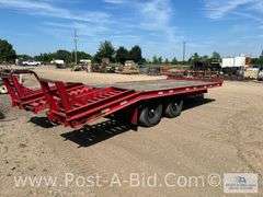 1986 Red: Haul 16' x 8' Plus 5' Dove Tail Tandem Axle Deckover Trailer, Wit