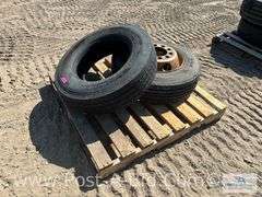 1-Hankook 215/75 R17.5 Tire and 1-Goodyear 215/75 R17.5 Tire On Steel Rim.