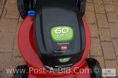 Toro 60 Volt Push Mower- No Charger, Condition Unknown.