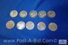10 x 1 oz. .999 Fine Silver Rounds.