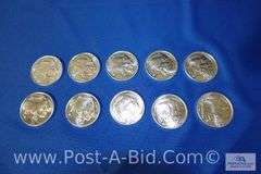 10 x 1 oz. .999 Fine Silver Rounds.