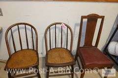 3-Vintage Wooden Chairs.