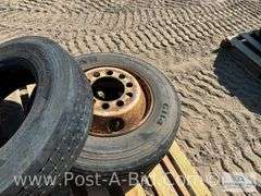 1-Hankook 215/75 R17.5 Tire and 1-Goodyear 215/75 R17.5 Tire On Steel Rim.