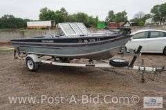 1989 Northwoods 16' Boat- No Motor, Has Minnkota 40 Lb Thrust Bow Mount Tro