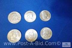 6-High Grade Silver Halves Years 1958-1963.