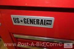 US General Red Tool Chest, 30" L x 41" T x 19" W, 5 Drawer, No Key.