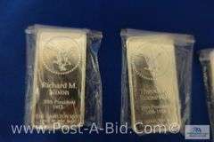3-1 Troy Oz. Hamilton Mint Silver Bullion Bars, Presidential Commemorative-