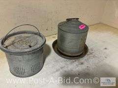 Minnow Bucket And Chicken Waterer.