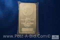 5 Ounce .999 Silver Bar.