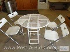 Vintage Wrought Iron Patio Garden Bistro Table With Drop Lea
