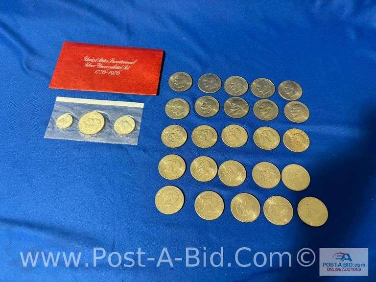 25-Eisenhower Dollars (Mixed Dates) 1-1776-1976 US Bicentennial S