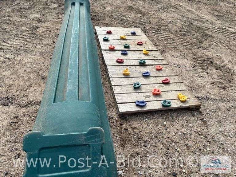 13' Playground Slide And 7' x 35" Climbing Wall.