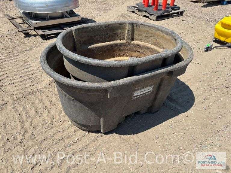 2-Rubbermaid Livestock Tanks: 100 Gallon And 70 Gallon.
