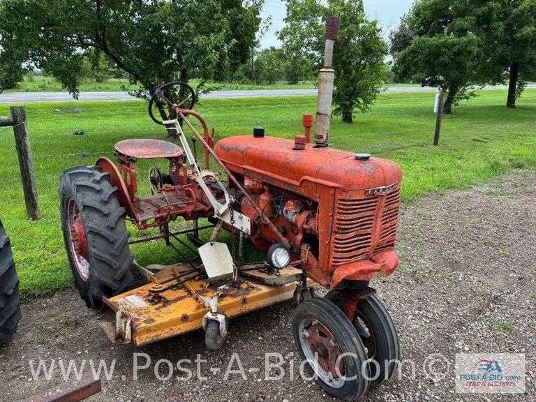 Farmall B Tractor, With Woods Belly Mower, Narrow Front, 1 Flat T