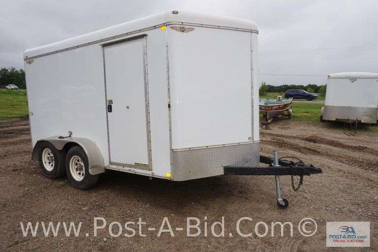 2012 H & H 12' Plus 4' V Tandem Axle Enclosed Trailer, Rear Ramp