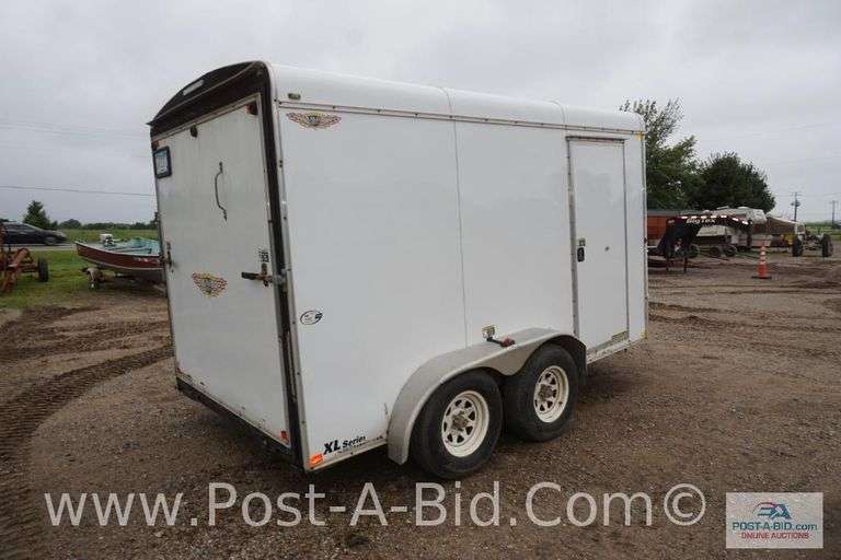 2012 H & H 12' Plus 4' V Tandem Axle Enclosed Trailer, Rear Ramp