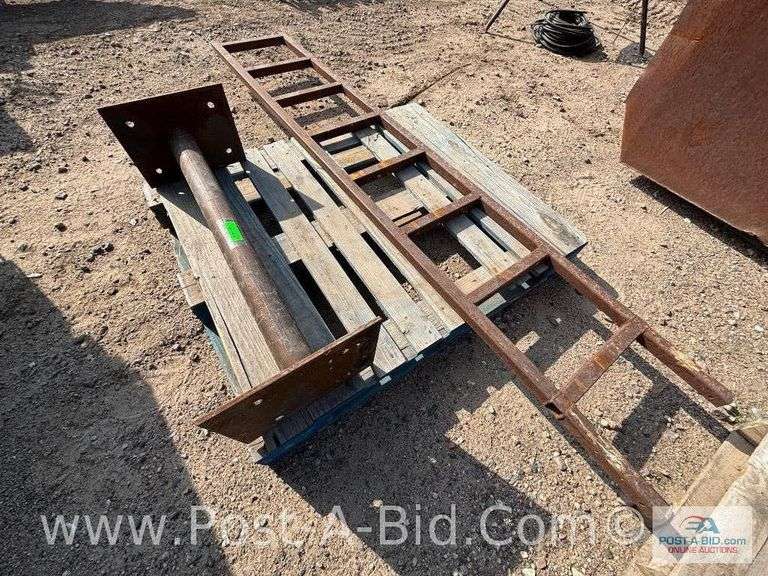 Steel Stand 3' Tall And Steel Ladder 8' Long.