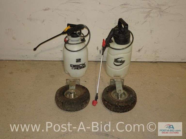 2x 2 Gallon Sprayers And 2x Tires On Fixed Axles, 4.10/3.50-4 Loa