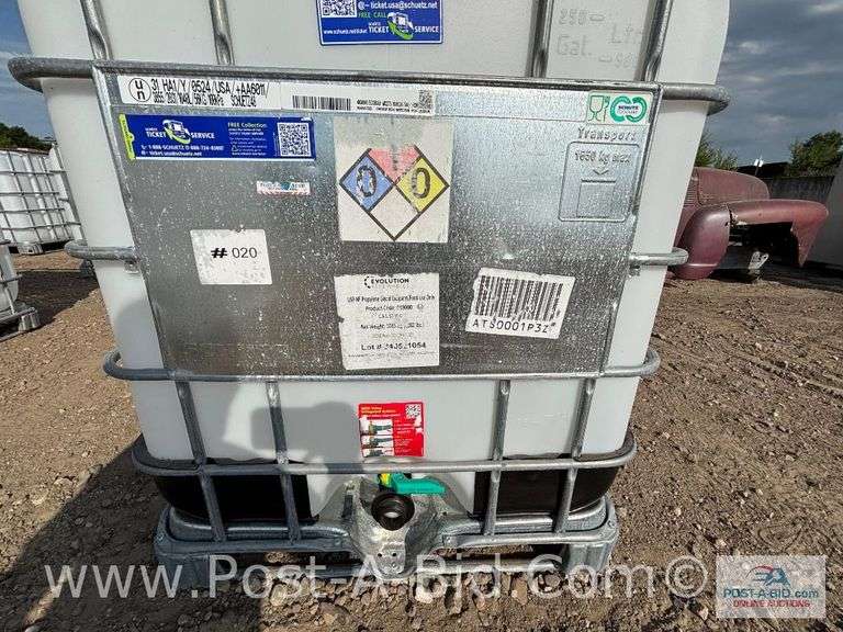 250 Gallon Poly Tank, "Food Grade, 1 Use"