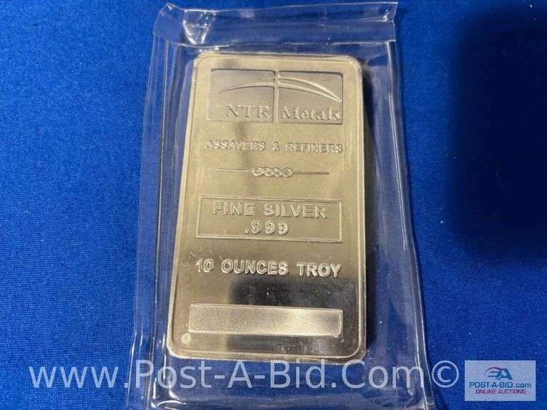 1-10 oz. .999 Fine Silver NTR Metals Bar And 2-1 oz. Copper Morg