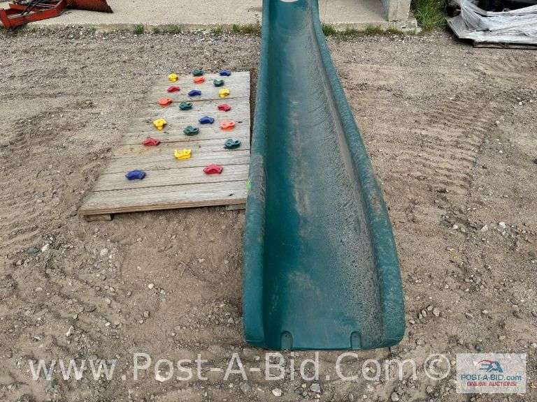 13' Playground Slide And 7' x 35" Climbing Wall.
