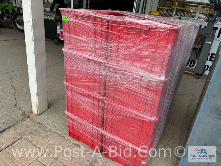 24x Red Parts Bins 9" W x 12"H x 16"D.