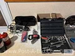 2x Boxes Of Miscellaneous Tools, Includes Sockets, Ratchets, Drem