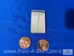 1-10 oz. .999 Fine Silver NTR Metals Bar And 2-1 oz Copper Morg