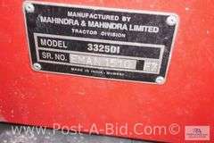 2008 Mahindra 3325 4x2 Diesel Tractor With 425 Hours, 3 Point PTO