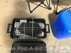 2x Kids Camp Chairs, Tripod Camp Stove And 5 Gallon Water Tank.