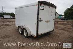 2012 H & H 12' Plus 4' V Tandem Axle Enclosed Trailer, Rear Ramp