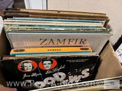 Variety Of Vinyl Records In Box.