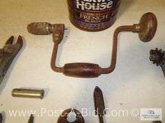 Vintage Can With Spout, Stanley Planer And Vintage Tools.