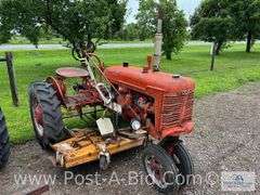 Farmall B Tractor, With Woods Belly Mower, Narrow Front, 1 Flat T
