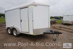 2012 H & H 12' Plus 4' V Tandem Axle Enclosed Trailer, Rear Ramp