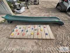 13' Playground Slide And 7' x 35" Climbing Wall.