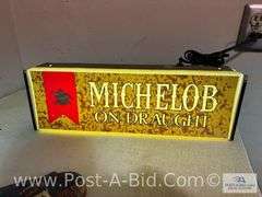 Michelob Beer Sign, 18"L x 16"W x 4"D, Light Works, Hamm's Plasti