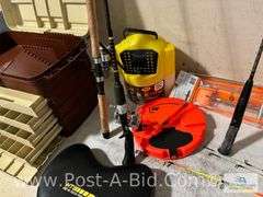 Large Plano Tackle Box With Fishing Poles, Some With Reels, Tip U